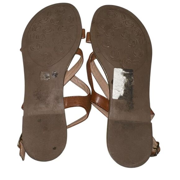 Chinese Laundry Womens Size 8.5 Beaded Toe Sandals Brown Ankle Strap Flats - Picture 5 of 7